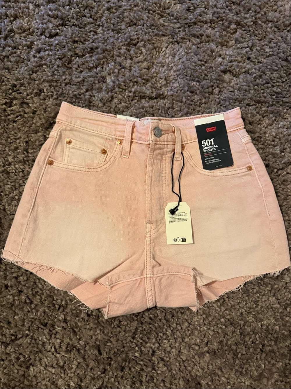Levi's 501 Cutoff Denim Shorts - Pale Pink